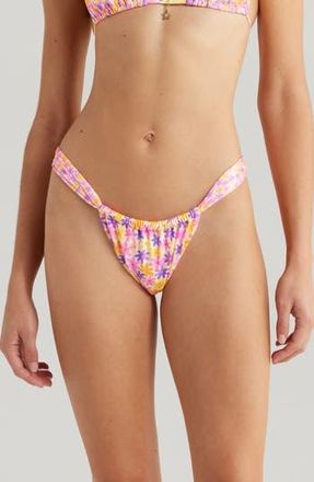 Kulani Kinis Ruched Thong Bikini Bottoms in Daisy Dreamer at Nordstrom Rack, Size Large