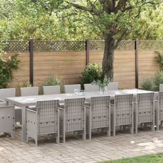 vidaXL Conjunto De Comedor De Jard&iacute;n 15 Pcs Gris Claro Ratan Polt Vidaxl