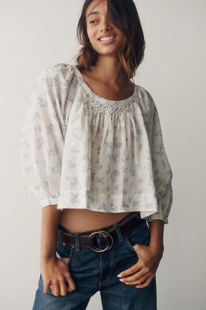 Pilcro Smocked Babydoll Top