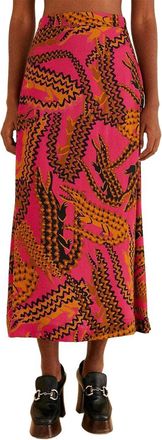 Farm Rio Farm Rio Croco Pink Midi Skirt