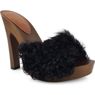 Zigi Soho Genuine Shearling Platform Sandal in Black at Nordstrom, Size 11