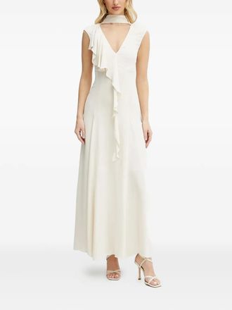 Karl Lagerfeld ruffle-trim maxi dress - women - Viscose - 40 - Neutrals