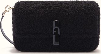 Furla Iride Borsa A Tracolla S Nero Nero Tessuto Teddy Liscio Donna