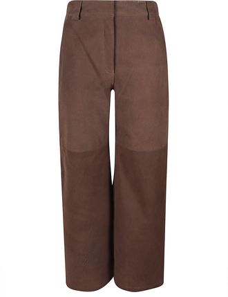 Iro Wide-Leg Cropped Leather Pants with Utility Pockets
