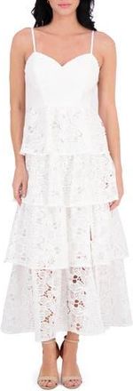 Siena My Balconia Embroidered Lace Maxi Dress in White at Nordstrom Rack, Size 10