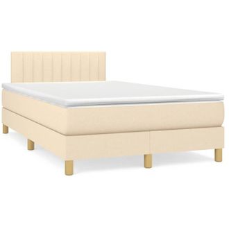vidaXL Cama Box Spring Con Colch&oacute;n Tela Color Crema 120x190 Cm Vidaxl