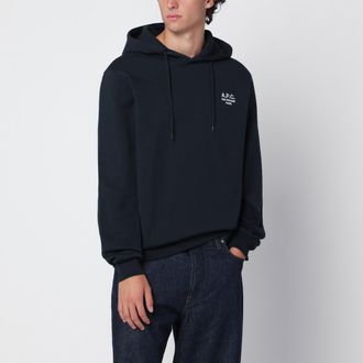 A.P.C. Felpa con cappuccio blu navy in cotone