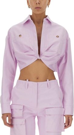 Off-white Cropped V-Neck Jacket With Buttoned Cuffs