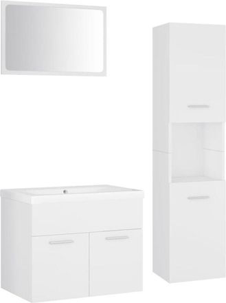 vidaXL Vidaxl - Juego De Muebles De Ba&ntilde;o Madera De Ingenier&iacute;a Blanco