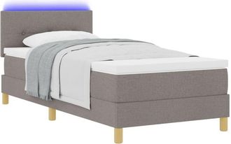vidaXL LED Box Spring Bed with Mattress Taupe 100 x 200 cm Fabric vidaXL