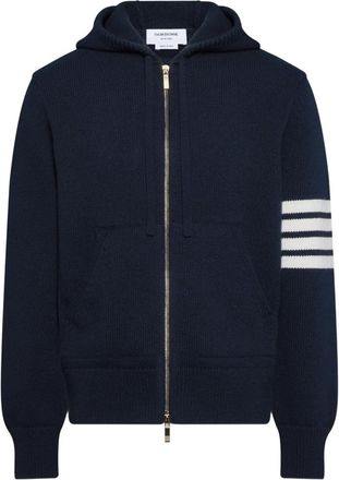 Thom Browne 4-Bar hoodie met rits en streepdetail - Blauw