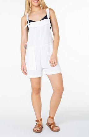 Roxy Sundown Dive Cotton Gauze Short Overalls in Snow White Solid at Nordstrom, Size Xx-Large