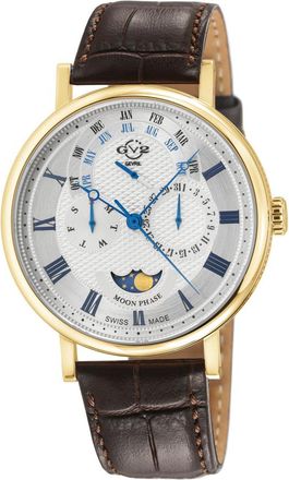 Gevril Group Maestro Quartz Moon Phase Silver Dial Mens Watch 43602