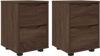 vidaXL Mesas De Noche Con Caj&oacute;n 2 Pcs Roble Marr&oacute;n 30,5 X 30 X 43 Cm Vidaxl