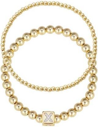 Adornia Set of 2 Gold Plated Stretch Bracelets in Gold-X at Nordstrom Rack