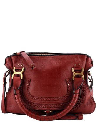 Chlo&eacute; Burgundy Leather Marcie Braided Satchel Medium (Authentic Pre-Loved)