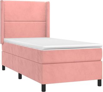 vidaXL Vidaxl - Cama Box Spring Con Colch&oacute;n Terciopelo Rosa 100x200 Cm