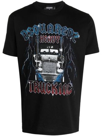 Dsquared2 graphic-print cotton T-shirt - men - Cotton - L - Black