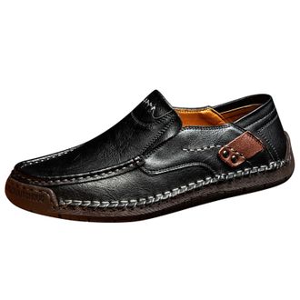 Generic Couple Style Handmade Mens Outdoor Casual Shoes One Foot Flat Shoes Spring Low Top Plus Large SizeLeFu Cowhide (Black, 7.5)-3