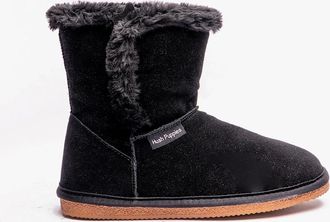 Hush Puppies Womens Hush Puppies ASHLEIGH Womens Suede Boot Slippers Black - Size: 3