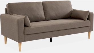 Sweeek Divano 3 posti in tessuto, gambe legno