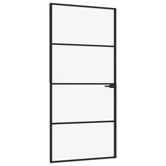 vidaXL Puerta De Interior Vidrio Templado Y Aluminio Negro 93x201,5 Cm Vidaxl