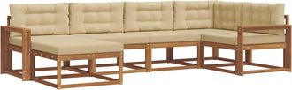 vidaXL Conjunto De Sof&aacute;s De Exterior 6 Uds. Natural Y Beige Vidaxl