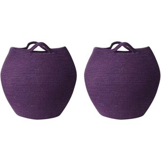 Beliani Beliani - Set di 2 contenitori portabiancheria in cotone intrecciato a mano viola Panjgur