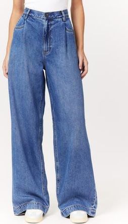 Scotch & Soda Pleated High Waist Wide Leg Trouser Jeans in Two Bridges at Nordstrom Rack, Size 26
