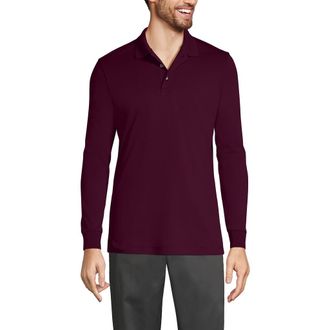 Lands End School Uniform Long Sleeve Interlock Polo Shirt in Burgundy at Nordstrom, Size Xx-Large