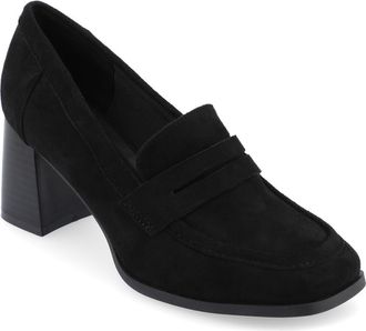 Journee Collection Malleah Loafer Pump in Black Suede at Nordstrom Rack, Size 7.5