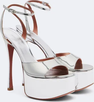Amina Muaddi Aya mirrored leather platform sandals