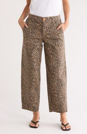 Democracy AbSolution High Waist Relaxed Barrel Leg Jeans in Brown/Black Multi at Nordstrom Rack, Size 2