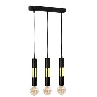 Netlighting Magnum Bar Pendant Ceiling Light Black Gold 50cm 3x E27
