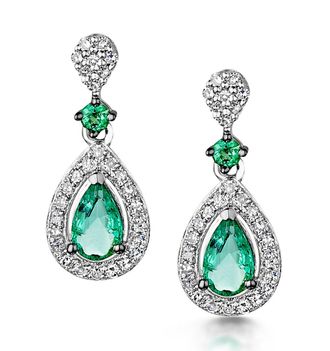 The Diamond Store Stellato Collection Emerald and Diamond Earrings 0.18ct 9K White Gold