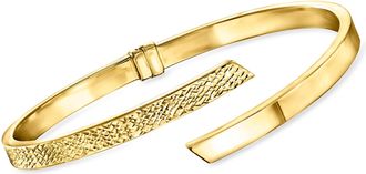 Ross-Simons Italian 14kt Yellow Gold Diamond-Cut and Polished Bypass Cuff Bracelet