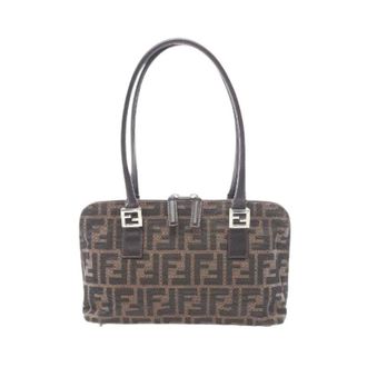 Fendi Pre-owned Handbags, female, Brown, Size: ONE SIZE Pre-owned Zucca Canvas Leather Handbag