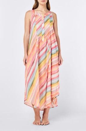 Papinelle Sleepwear Sophie Stripe Cotton Nightgown in Sorbet Pink at Nordstrom, Size X-Large