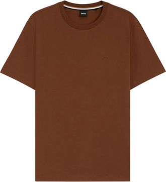 BOSS logo-print crew-neck T-shirt - men - Cotton - S - Brown