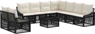 vidaXL Conjunto De Sof&aacute;s De Jard&iacute;n 10 Uds. Negro Rat&aacute;n Sint&eacute;tico Vidaxl