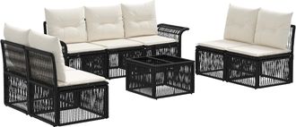 vidaXL Conjunto De Sof&aacute;s De Jard&iacute;n 8 Uds. Negro Rat&aacute;n Sint&eacute;tico Vidaxl