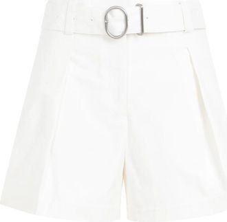 Jil Sander Mid Waist Katoenen Shorts - Dames - Bermuda - Beige - XS - Katoen - Korte Broeken