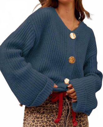 Lovlov Button Front Pocket Cardigan In Deep Navy