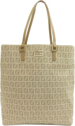 Fendi Zucchino Beige Canvas Tote Bag (Pre-Owned)