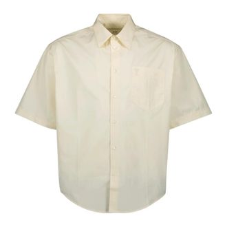 Ami Short Sleeve Shirts, male, Yellow, M, Beige Cotton Shirt Spring-Summer 2025