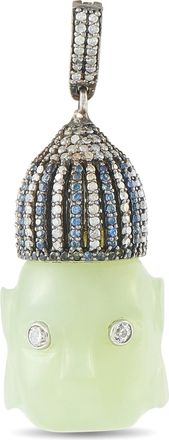 Luxury Bazaar Sterling Silver Diamond, Sapphire, and Jade Pendant MF13-080326