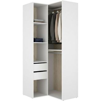 Dmora Guardaroba Grande Labuco, Armadio Camera da Letto Modulabile, 4 Ripiani, Appendiabiti, 105x205h cm Bianco