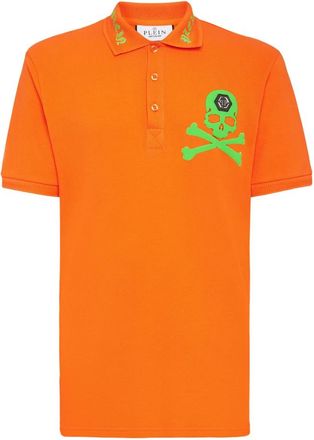 Philipp Plein Polo shirt SS Skull&Bones - Heren - Polos - Oranje - 3XL - Katoen - Tops
