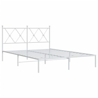 Berkfield Home Metal Bed Frame without Mattress with Headboard White 140x190cm | Size: 140x190 cm