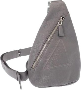 Prada Pre-owned Sling Bag - Dames - Vintage Schoudertas - Grijs - ONE Size - Leer - Vintage